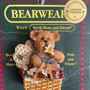 Boyds Bears Brown Bear with Longaberger Basket - limited edition pin